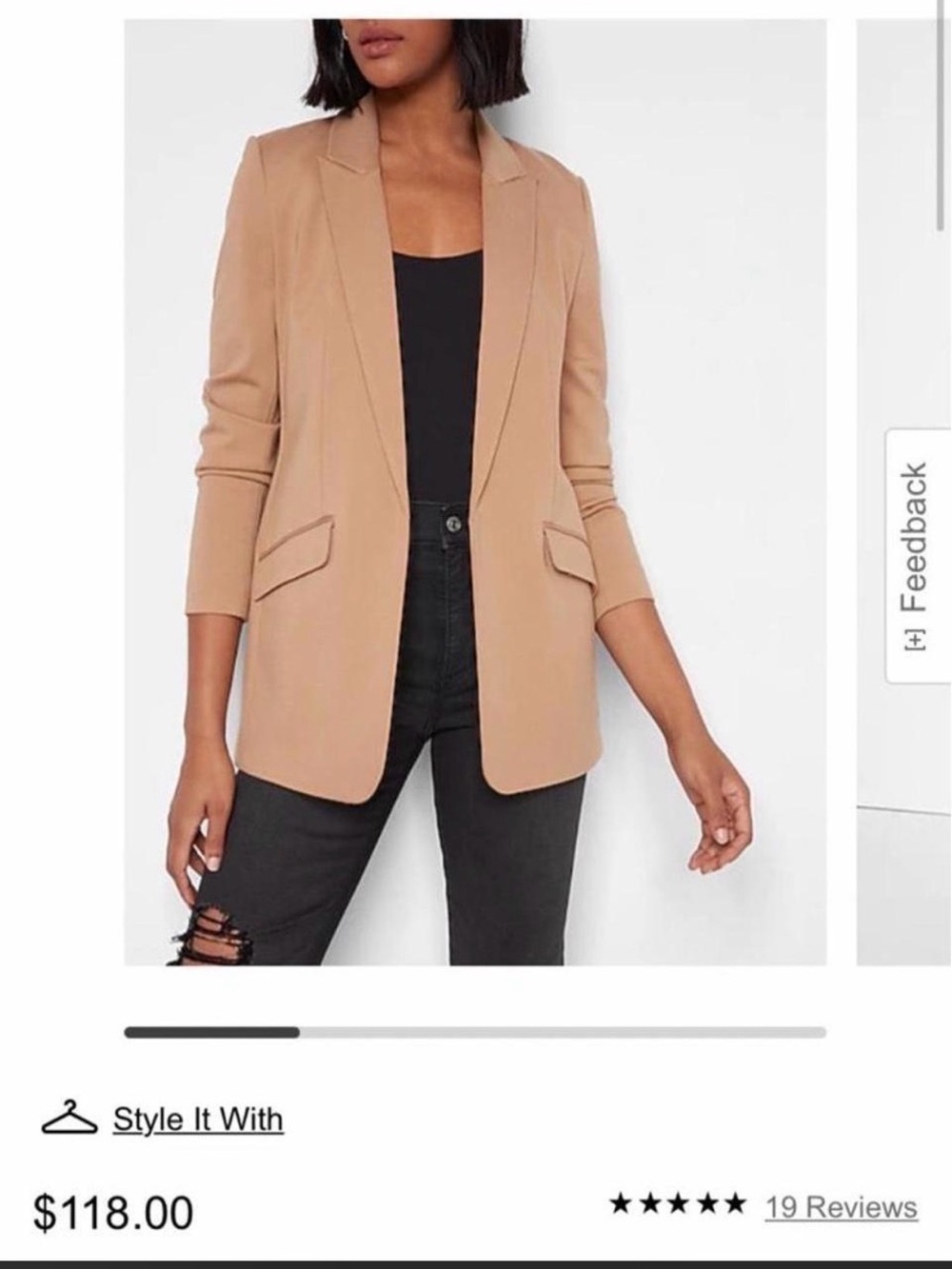 Express Tan Longline Notch Lapel Blazer